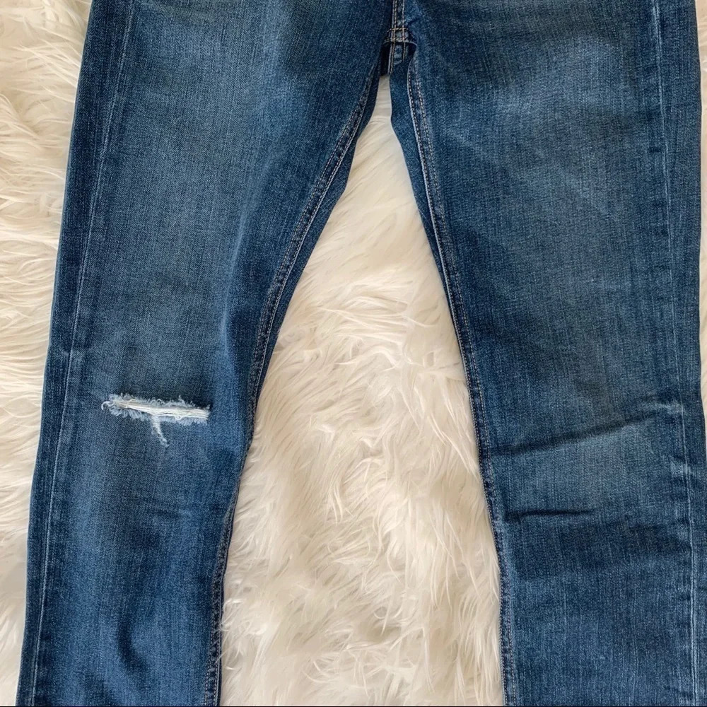 Rag & Bone Dre Slim Boyfriend Jean Java Blue w/Holes Raw Hem Distressed Denim 25 - Picture 4 of 11